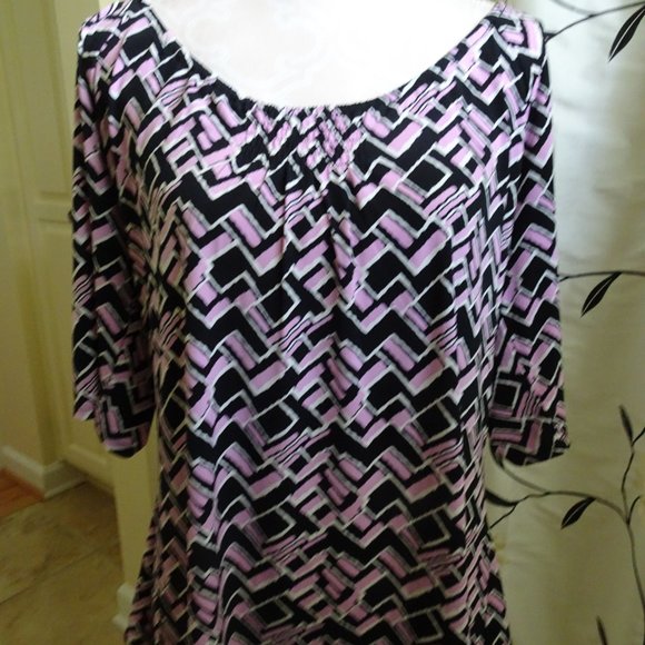 Worthington Women's Size PXL Wine/Black Abstract Print-3/4 Sleeves-NEW - Picture 7 of 9